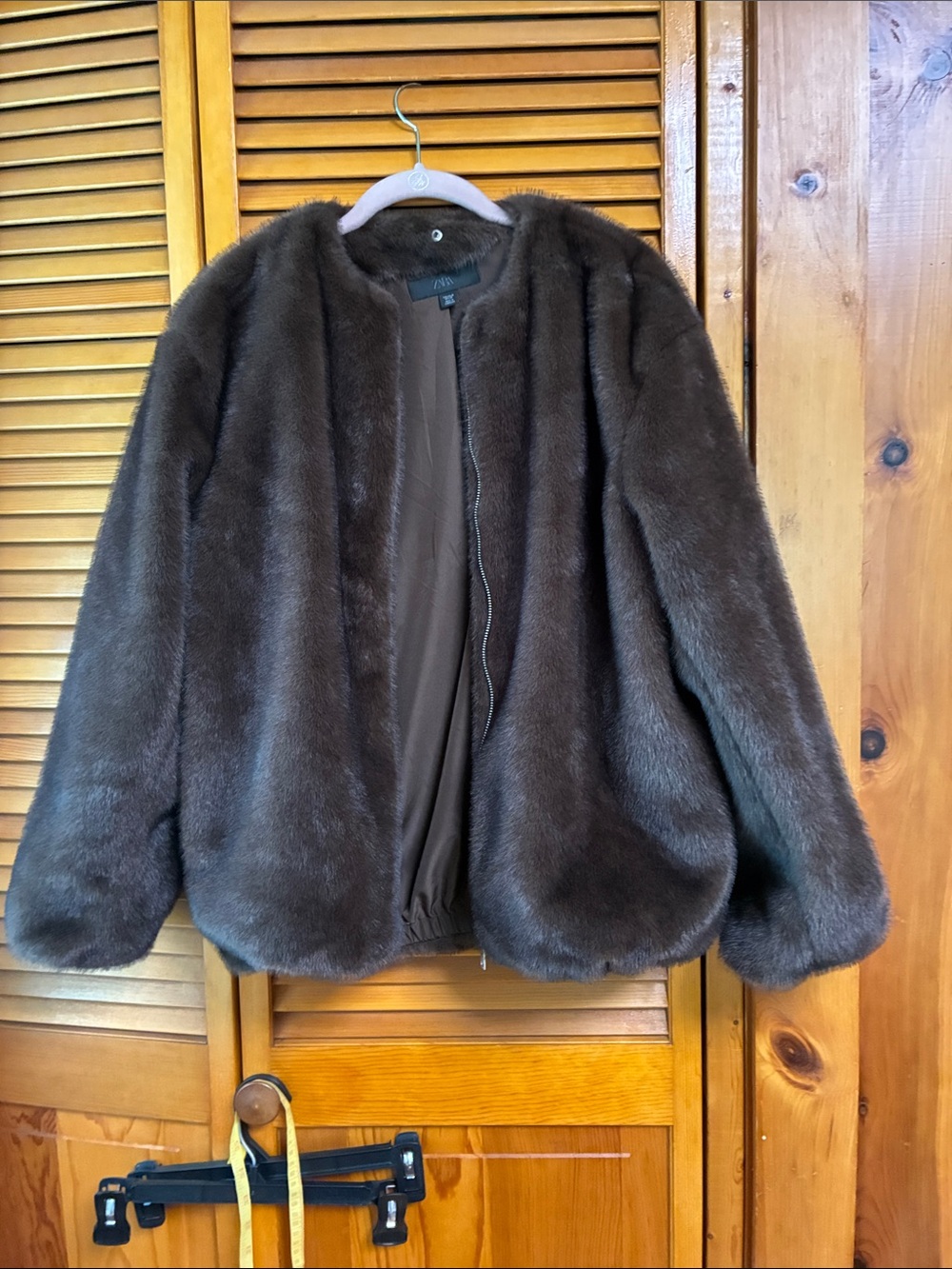 Zara Dark Brown Faux-Fur Teddy Jacket